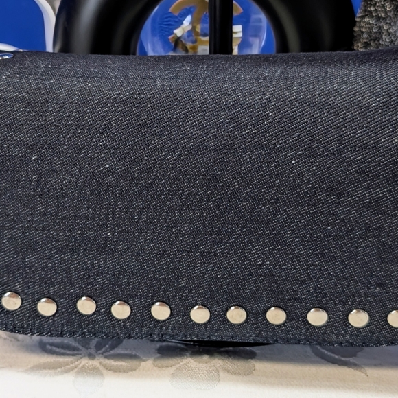 Studded Denim Shoulder Bag - Picture 6 of 7